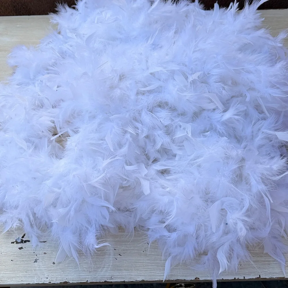 Set of 5 White Feather Fluffy Garland Boa 4’ with end ties/hooks